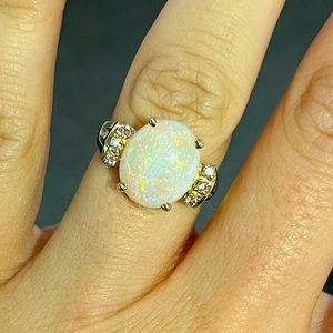 Opal and Diamond 14k Ring